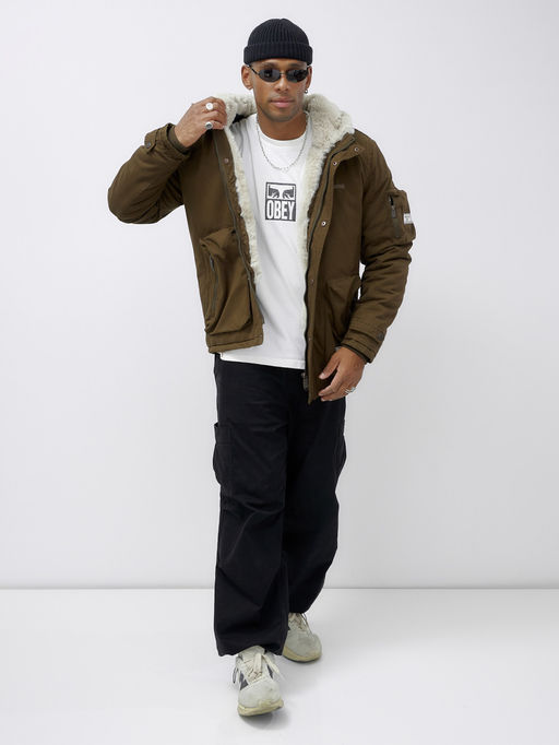 Куртка молодежная мужская зимняя с мехом темно-коричневого цвета 2611TK - Mtforce фото 14