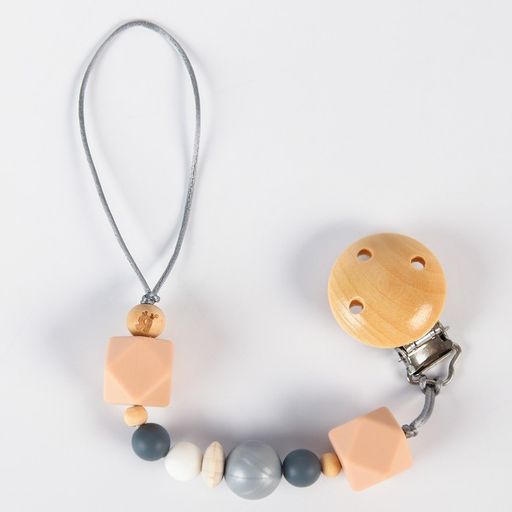 Держатель для соски - пустышки силиконовый Baby of nature, цвет бежевый/серый - Крошка я фото 3