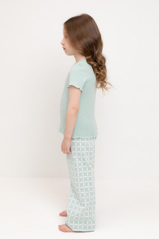 К 1636/голубая дымка,морская клетка пижама для дев