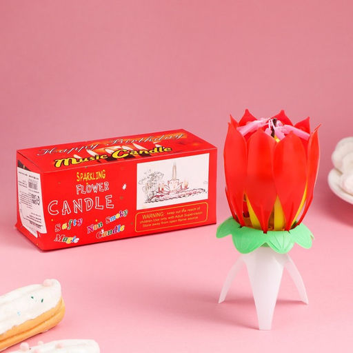 Свеча для торта музыкальная Тюльпан, красная, 125 см - Simaland фото 3