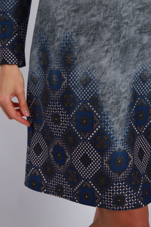 Ночная сорочка из интерлока длинный рукав купон Соня серо-голубой