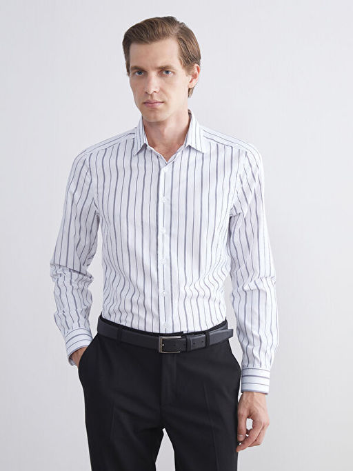 Slim Fit Uzun Kollu ?izgili Erkek G?mlek