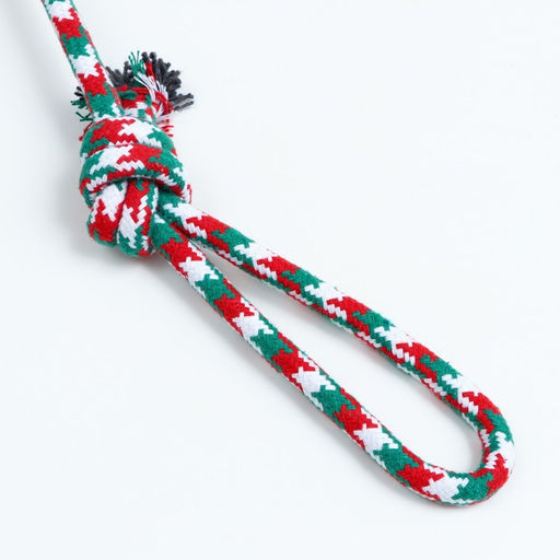 Игрушка канатная Мяч с ручками для крупных собак, до 105 г, до 42 см, красно-бело-зелёная 788318 - Пижон фото 4