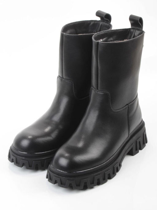 04-PAT148-1Z BLACK Ботинки зимние женские (натуральная кожа, 100% шерсть)