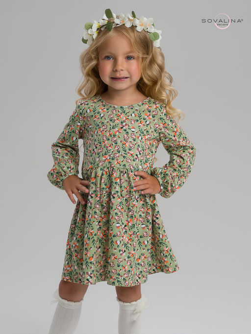 Платье Моана цветочки на хаки - Sovalina фото 3