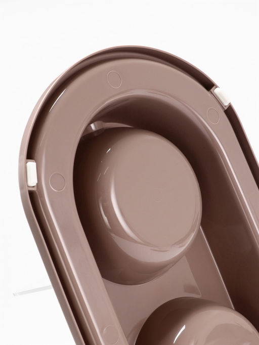 Миска двойная для животных «Мур-мяу», 300 мл, на подставке, пластик, бежевая