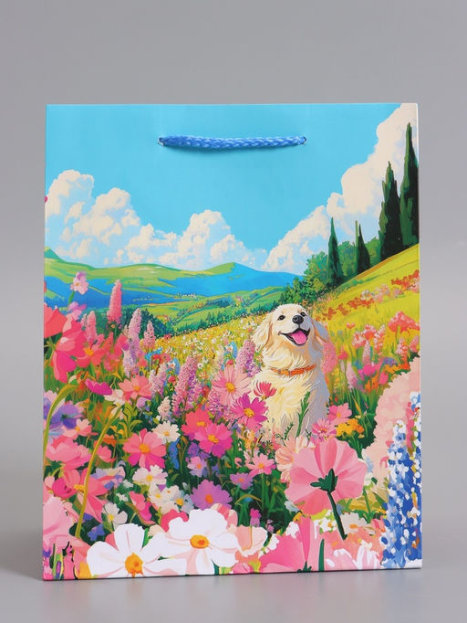 Пакет подарочный ламинированный «Поле цветов», 18×22.3×10 см