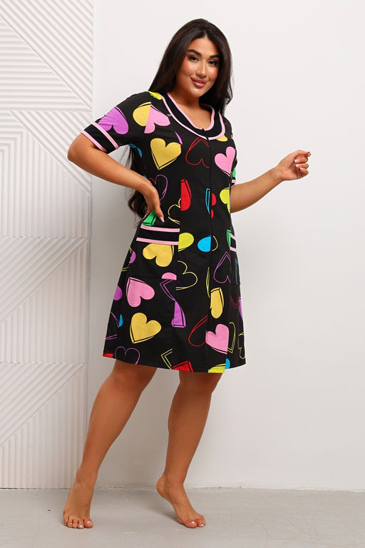 Халат женский из кулирки Марфа сердечки - Амадэль фото 2