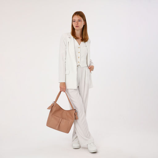 Сумка - мешок женская на молнии, 33×33 см, розовая