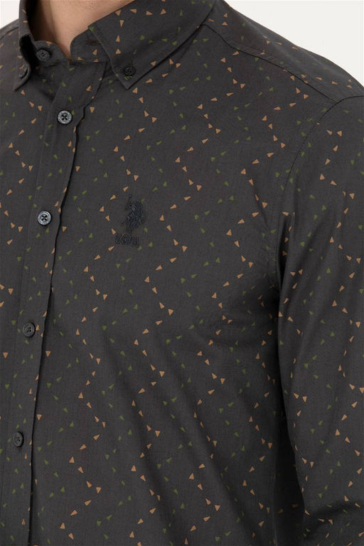 Мужская рубашка антрацитового цвета с длинным рукавом - U.s. polo assn фото 7