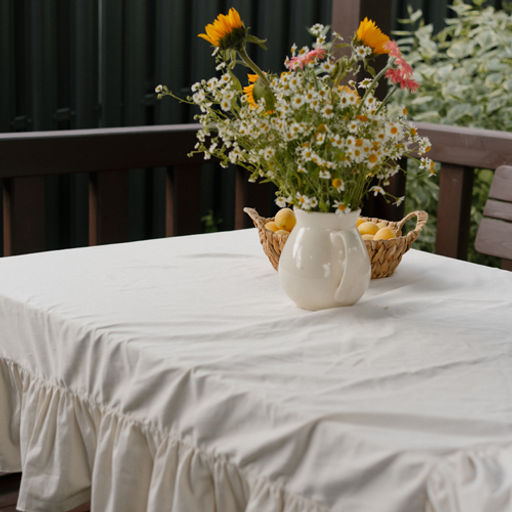 Скатерть прямоугольная с рюшами Чистый хлопок, 100% хлопок ВБ Размер без рюши 110х150 - Традиция фото 4