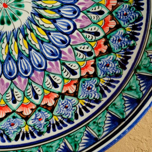 Ляган узбекский Риштанская Керамика «Узоры», d=33 см, глубокий, синий