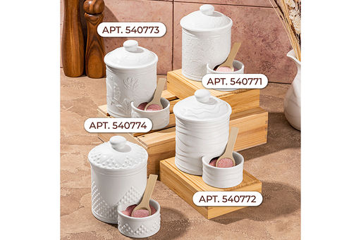 Банка д/соли 15,5*10*14,5 см 500 мл Айсберг волны + деревянная ложка + крышка - Elan gallery фото 20