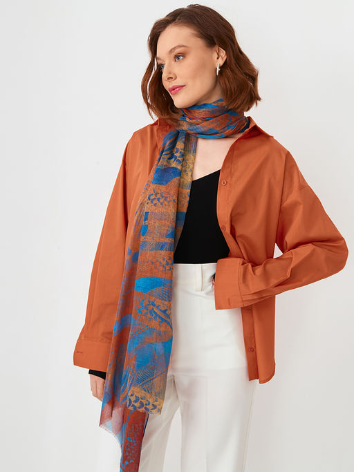 Большой, мягкий, тонкий и очень нежный двусторонний палантин с рисунком в стиле арт-деко - Tantino фото 6