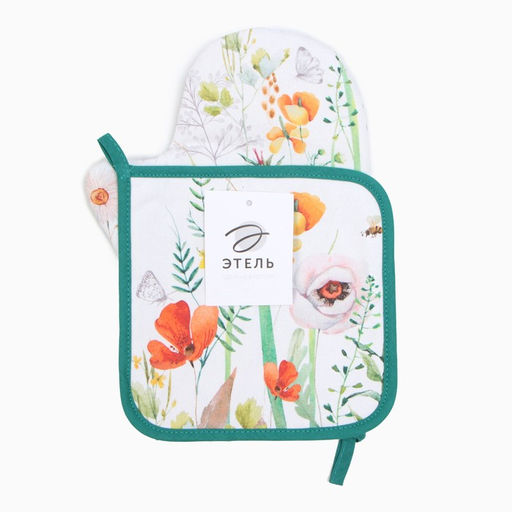 Набор кух. Этель Маки варежка-прихватка 20х28см, прихватка 19х19см,100% хл  фото 4