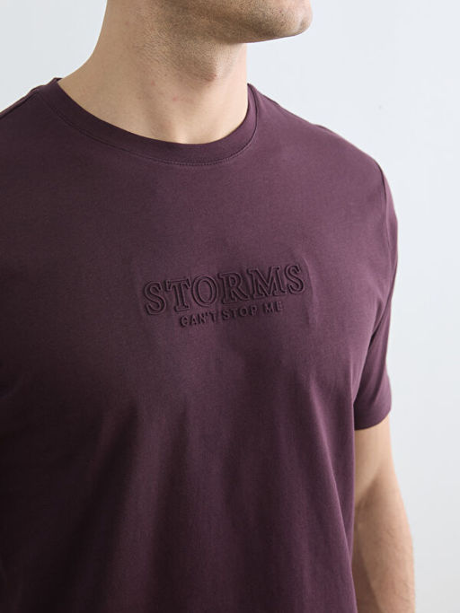 Bisiklet Yaka Bask?l? Penye Erkek Ti??rt