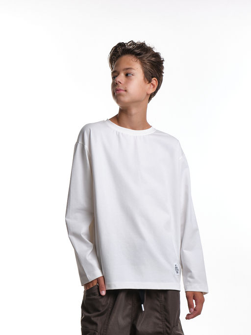Базовый лонгслив для мальчика 22-6007 белый - Mini maxi фото 4