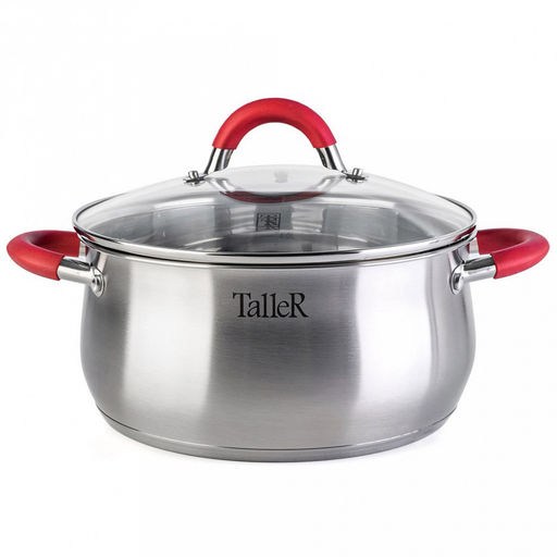 Набор посуды из нержавеющей стали Милфорд 4 штуки: кастрюли 2,2л - д18см, h9см, 3,2л - д20см, h10,5см, 5,2л - д24см, h11,5см, ковш 1,5л - д16см, h8см, s0,6мм, дно s2,8мм, полировка матовая снаружи, зеркальная внутри, стеклянная жаропрочная крышка, - Домашняя мода фото 5