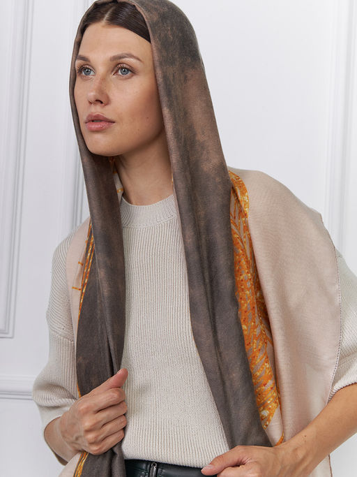 Большой, мягкий, тонкий и очень нежный двусторонний палантин с рисунком - Tantino фото 5