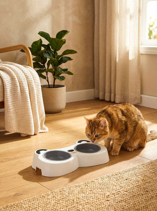 Миска двойная «Панда», 2×160 мл, пластик, белая, серая