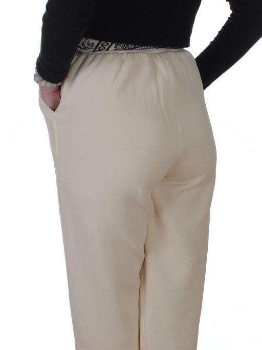 2611 LT. BEIGE Штаны утепленные спортивные женские (85% хлопок, 10% полиэстер, 5% спандекс)