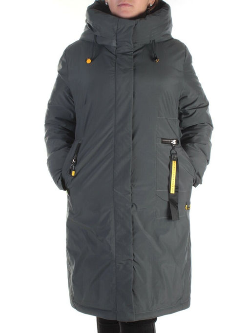 21-962 DK. GREEN Пальто женское зимнее (200 гр. холлофайбер)