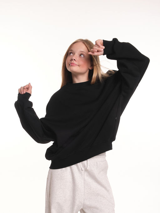 Толстовка оверсайз для девочки 22-2017 черный - Mini maxi фото 17