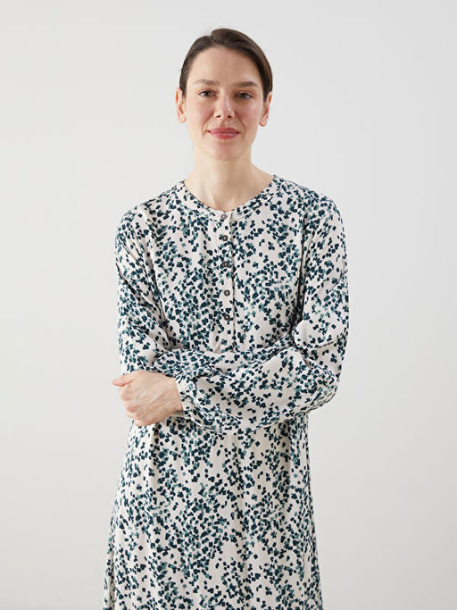 Bisiklet Yaka Desenli Elbise