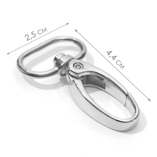 Карабин металлический, 44×25 мм / 20×2.2 мм, 10 шт., цвет серебряный