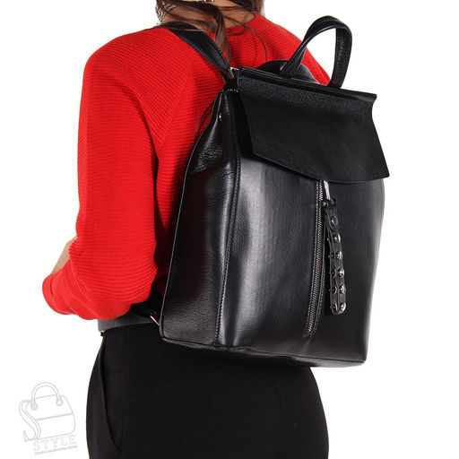 Рюкзак женский кожаный 18067 black Polina&Eiterou/30  в Новосибирске