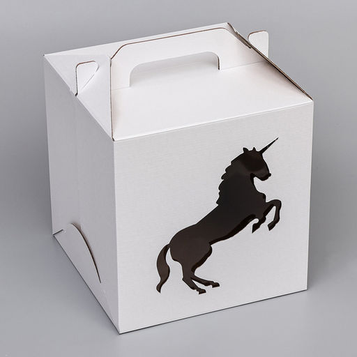 Цена за 5 шт. Кондитерская упаковка «Единорог», 2 окна, 26×26×28 см