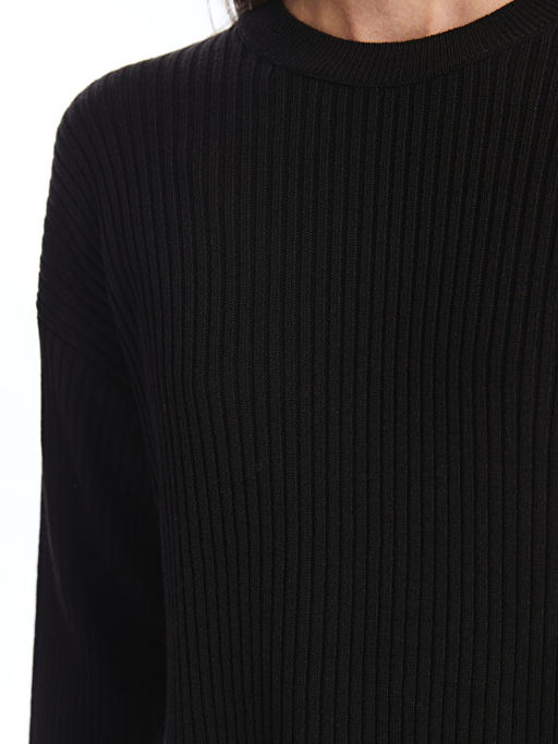 Bisiklet Yaka D?z Uzun Kollu Kad?n Triko Tunik