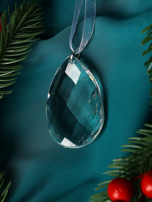 Цена за 4 шт. Ёлочная игрушка «Зимнее волшебство. Льдинка» капелька, 6×4 см, прозрачный