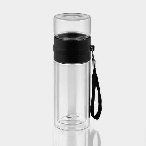 Термос-заварник «На ходу», 250 мл, h=19 см, с двойными стенками, стекло, прозрачный