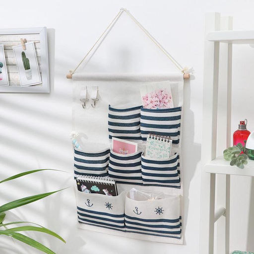 Органайзер подвесной с карманами Доляна «Морской бой», 7 карманов, 48×35 см, цвет синий