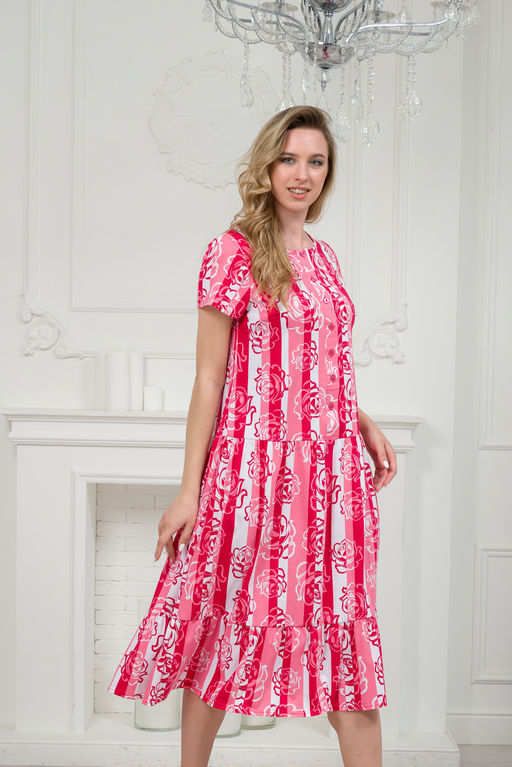 Платье женское из кулирки Кармелита малиновая роза