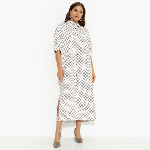 Платье-рубашка свободного кроя Гипнотический минимализм (с поясом) - Charutti фото 6