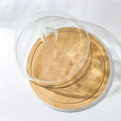 Блюдо для подачи с крышкой Heaven, d=30 см, бамбук, стекло, белое - Simaland фото 4