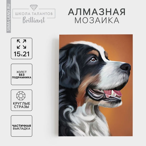 Алмазная мозаика с частичным заполнением на холсте «Собака», 15×21 см