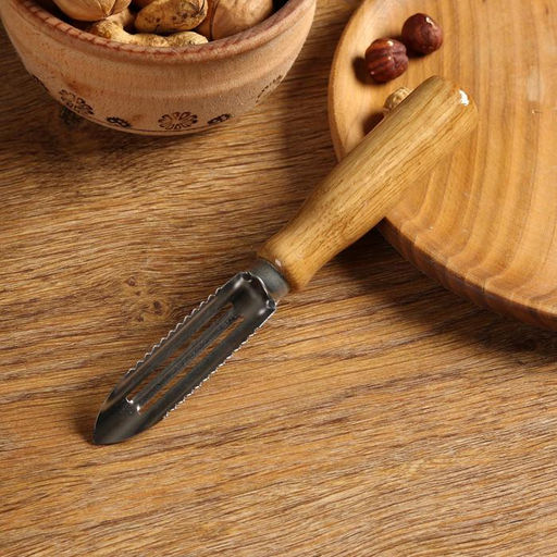 Цена за 2 шт. Овощечистка с деревянной ручкой, нержавеющая сталь