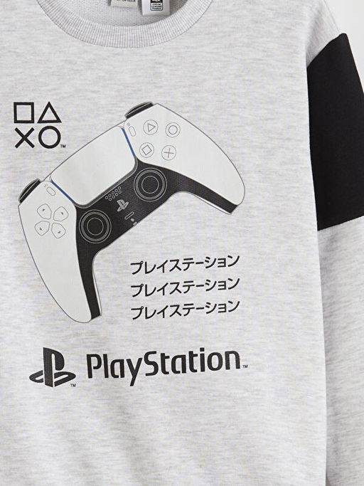 Bisiklet Yaka PlayStation Bask?l? Erkek ?ocuk Sweatshirt