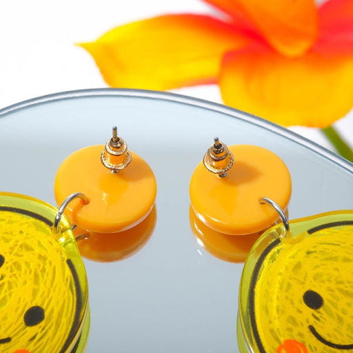 Серьги пластик Смайлик, цветные - Qf фото 2