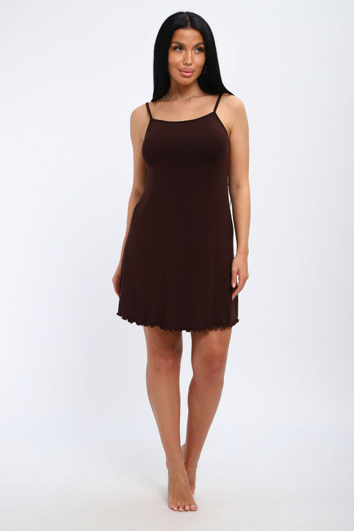 Ночная сорочка из вискозы с кружевом Селин шоколад