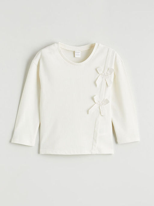 Bisiklet Yaka Fiyonk Detayl? K?z ?ocuk Ti??rt