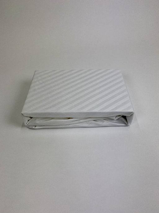 Простыня на резинке Страйп Сатин Белая (резинка по кругу) 200х200х20 - Амавес-текстиль фото 3