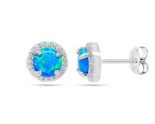 Серьги из серебра опал синий, МОВ0295