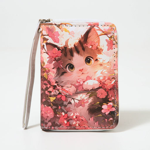 Кошелёк детский Выбражулька «Кот в цветочках», на молнии, разноцветный