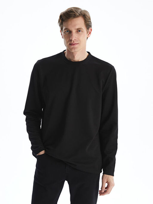 Bisiklet Yaka Uzun Kollu Erkek Sweatshirt