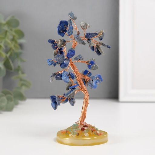 Бонсай декоративный «Денежное дерево», синий, 60 камней, 5.5×5.5×15.5 см