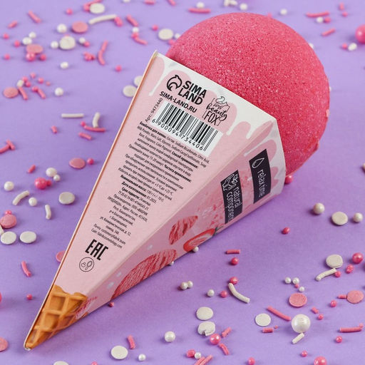 Бомбочка для ванны, 130 г, аромат клубничного пломбира, CANDY FOOD